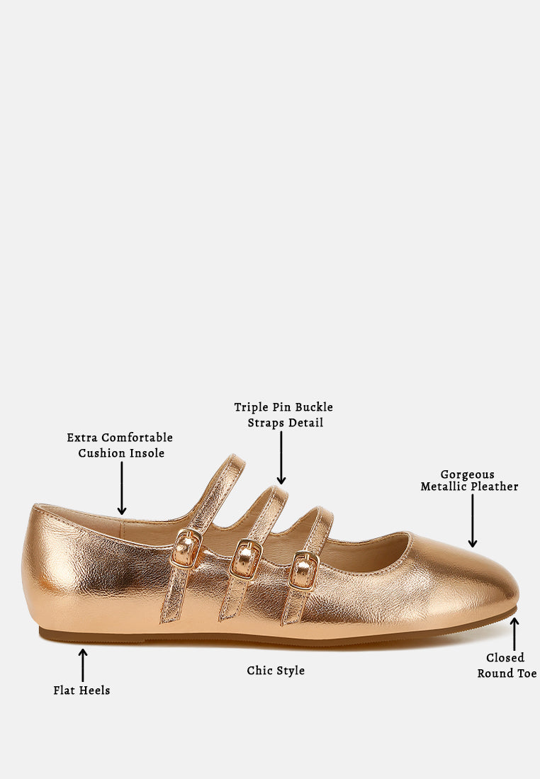 Macarina Triple Strap Mary Jane Ballerinas