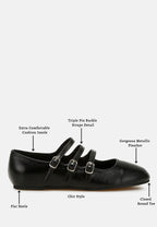  Macarina Triple Strap Mary Jane Ballerinas