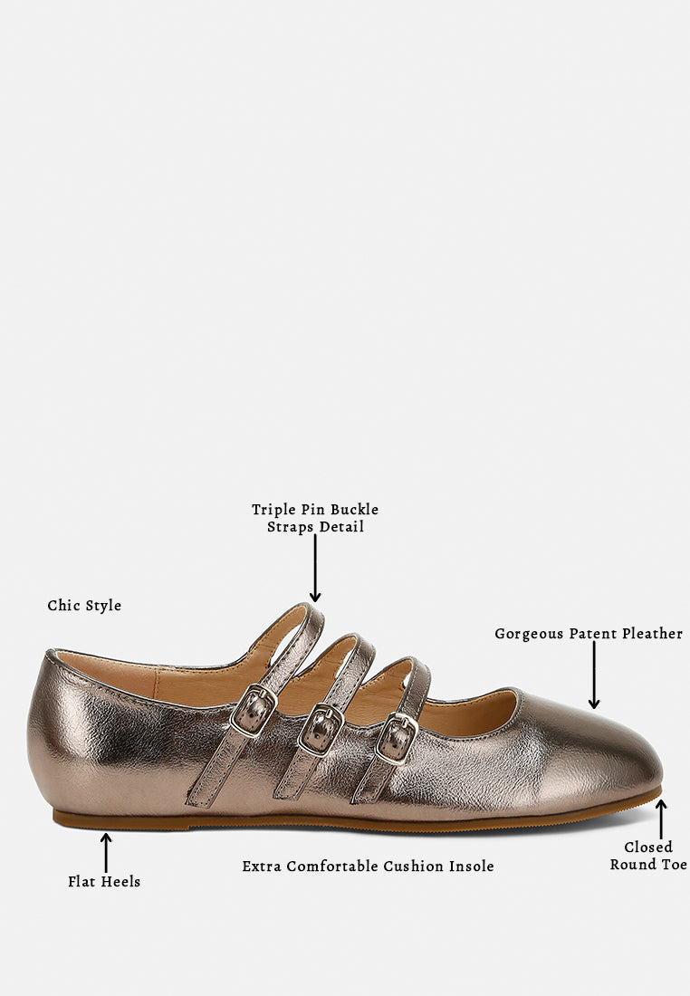  Macarina Triple Strap Mary Jane Ballerinas