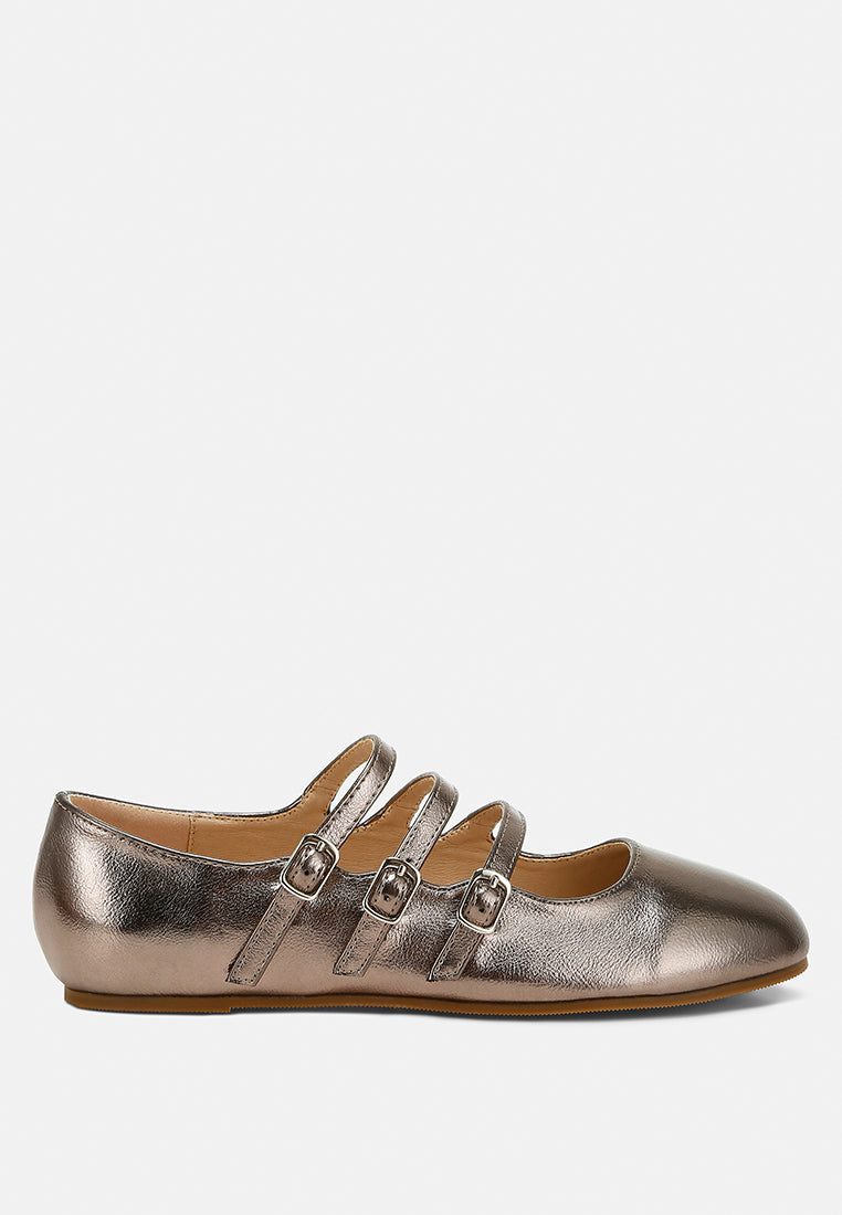  Macarina Triple Strap Mary Jane Ballerinas