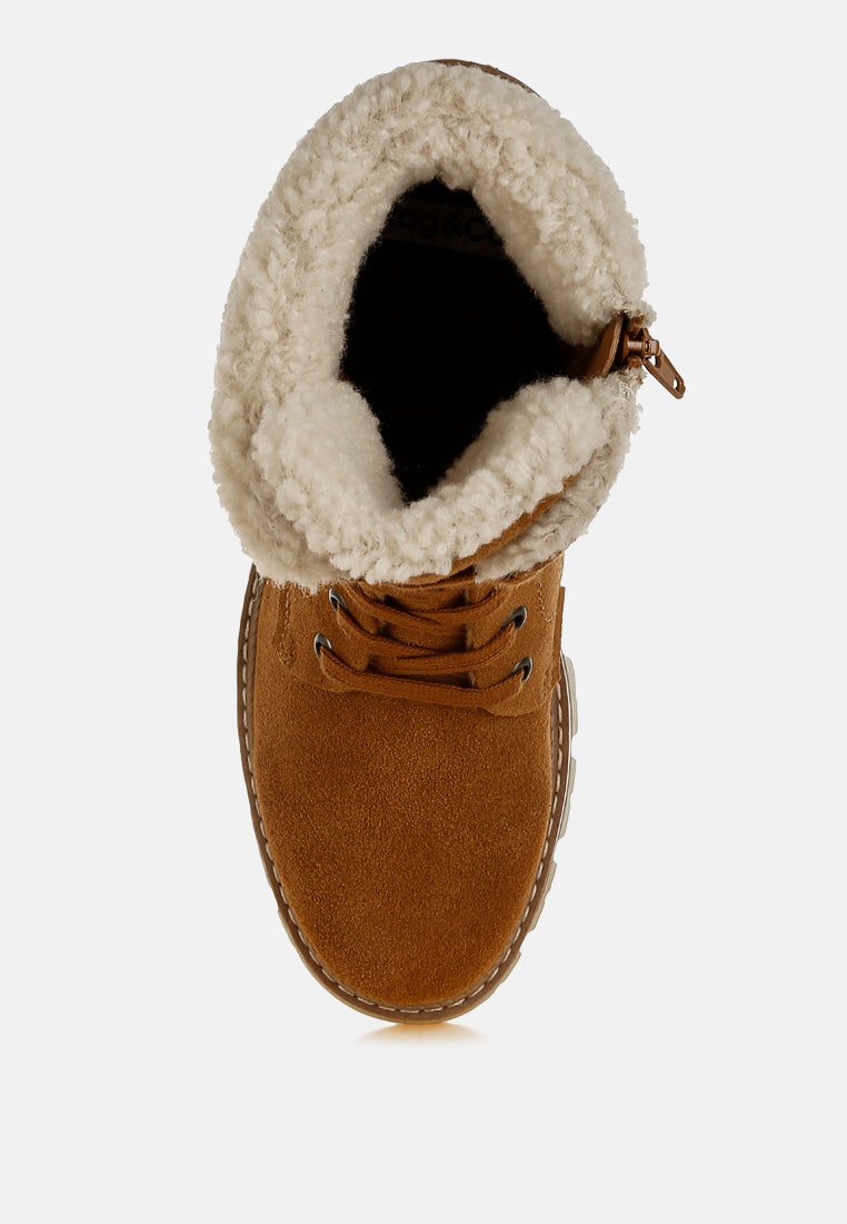  Madoka Fur Collar Chunky Ankle Boots