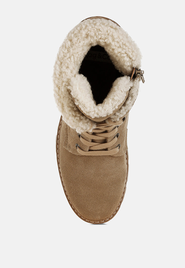  Madoka Fur Collar Chunky Ankle Boots