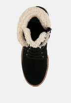  Madoka Fur Collar Chunky Ankle Boots