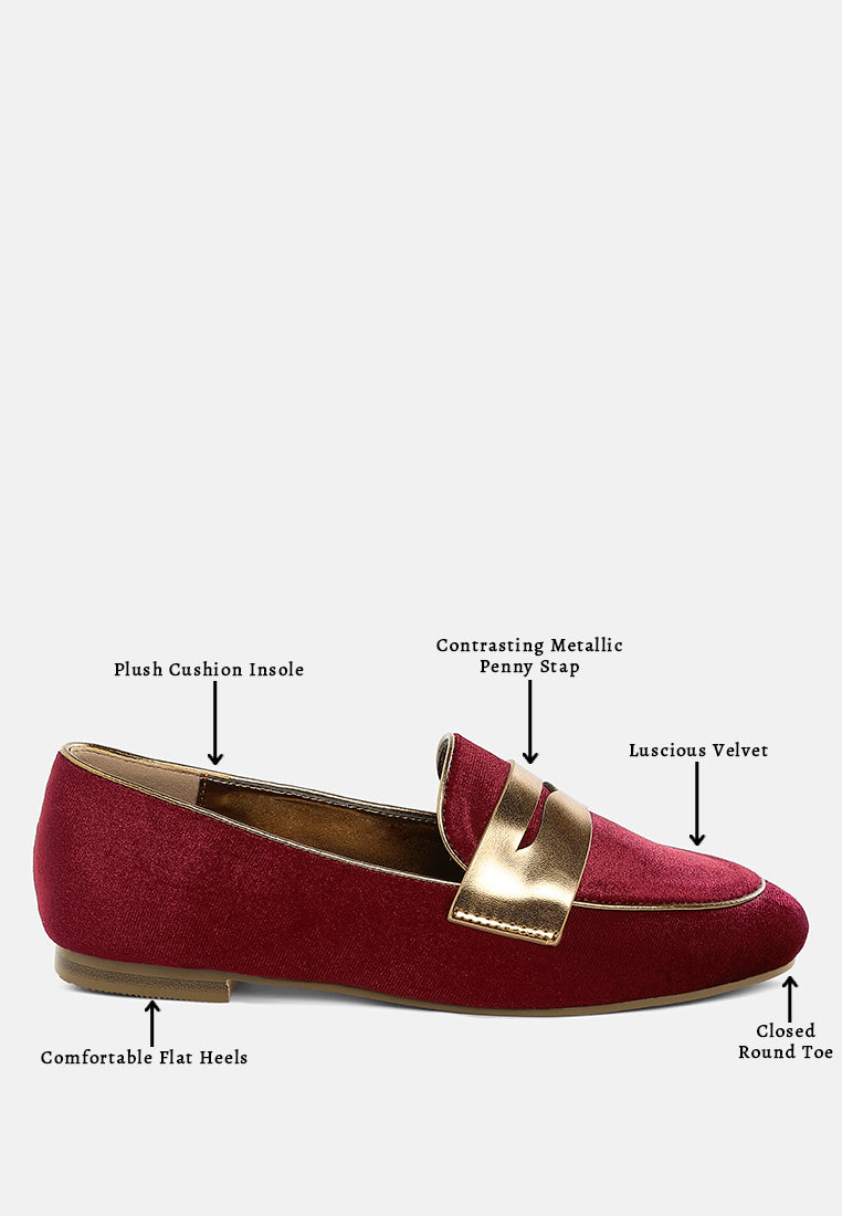  Malta Penny Strap Velvet Loafers