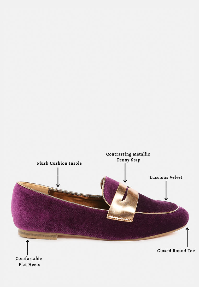  Malta Penny Strap Velvet Loafers