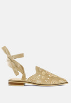  Mande Embroidered Velvet Mules In Beige