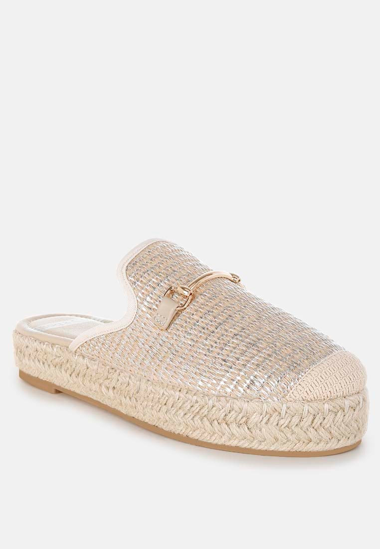  Marama Horsebit Embellished Raffia Mules