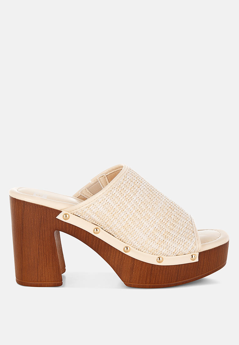  Marengo Raffia Wooden Clogs