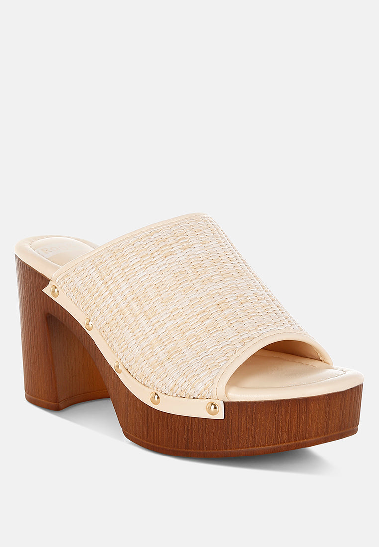  Marengo Raffia Wooden Clogs