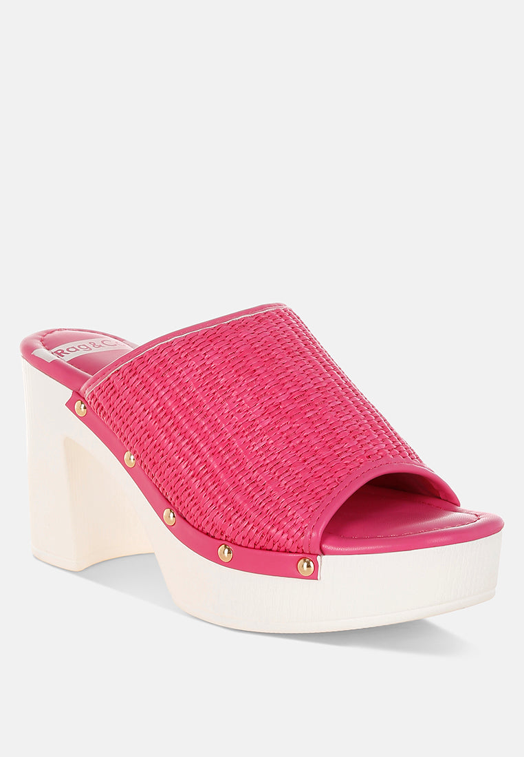  Marengo Raffia Wooden Clogs