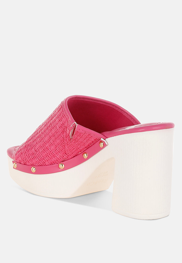  Marengo Raffia Wooden Clogs