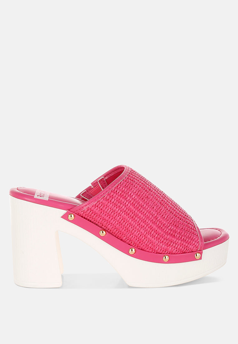  Marengo Raffia Wooden Clogs