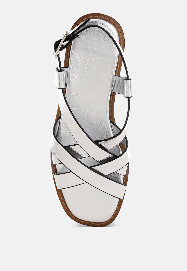  Doata Metallic Genuine Leather Buckled Flats