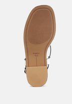  Doata Metallic Genuine Leather Buckled Flats