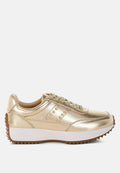  Mujori Metallic Pleather Studded Sneakers