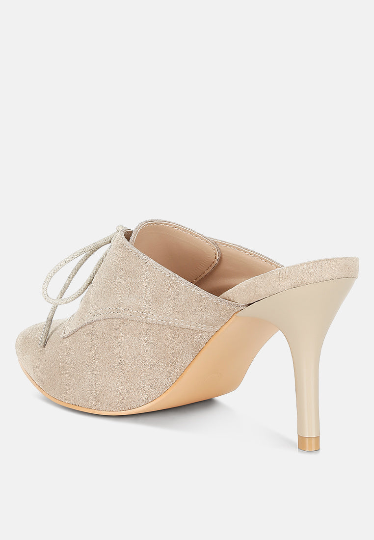  Miladi Genuine Suede Leather Stiletto Mules