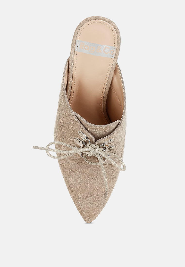  Miladi Genuine Suede Leather Stiletto Mules