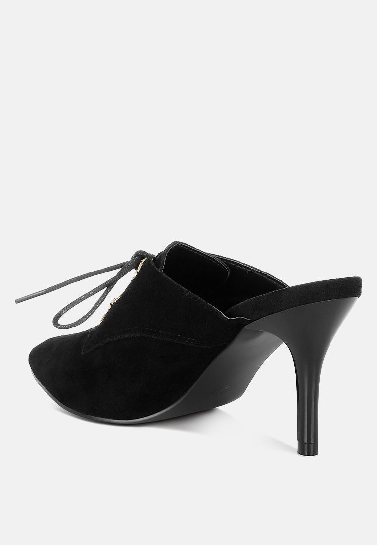  Miladi Genuine Suede Leather Stiletto Mules