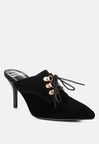  Miladi Genuine Suede Leather Stiletto Mules