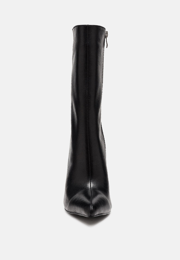  NAGINI Over Ankle Pointed Toe High Heeled Boot In Black