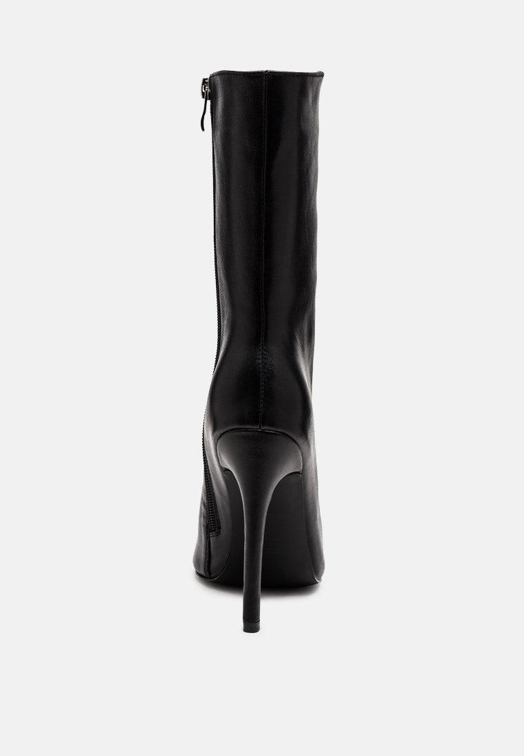  NAGINI Over Ankle Pointed Toe High Heeled Boot In Black