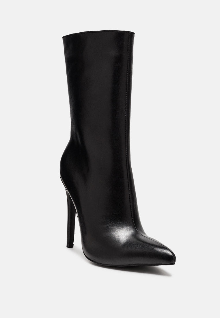  NAGINI Over Ankle Pointed Toe High Heeled Boot In Black