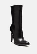  NAGINI Over Ankle Pointed Toe High Heeled Boot In Black