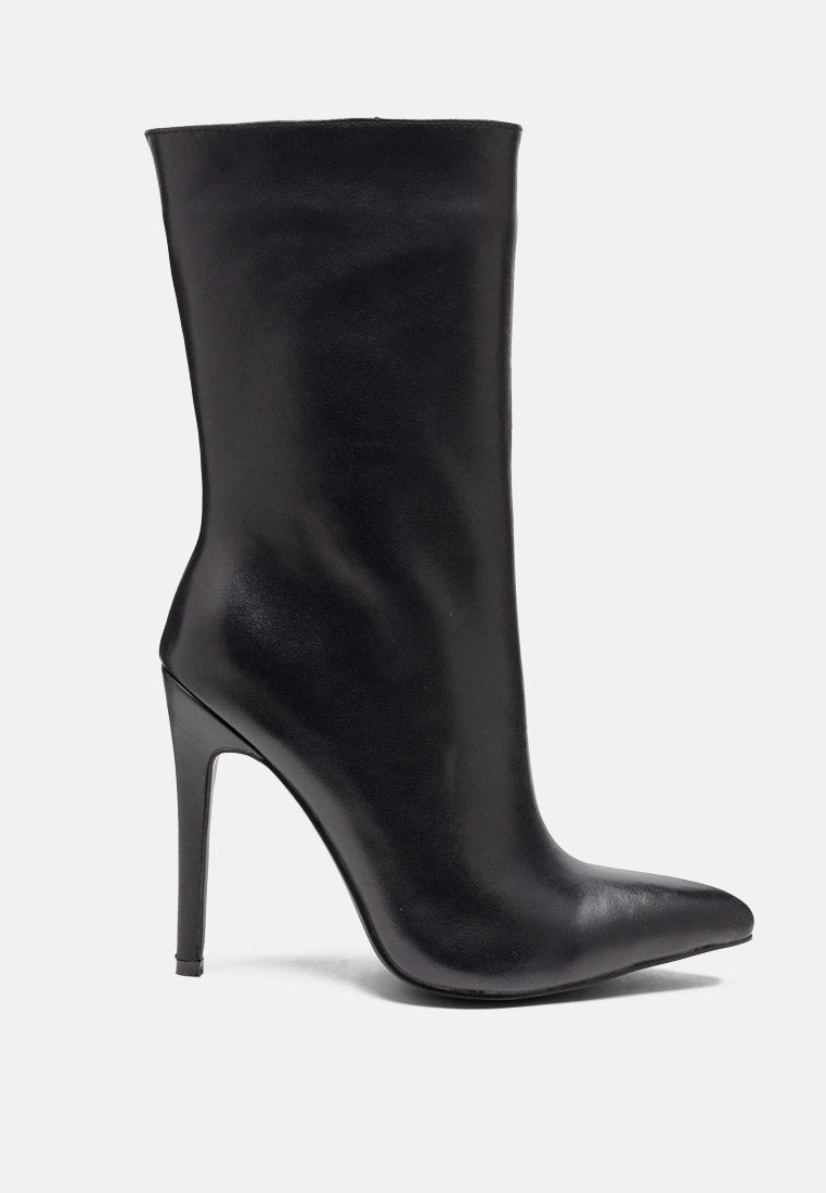  NAGINI Over Ankle Pointed Toe High Heeled Boot In Black