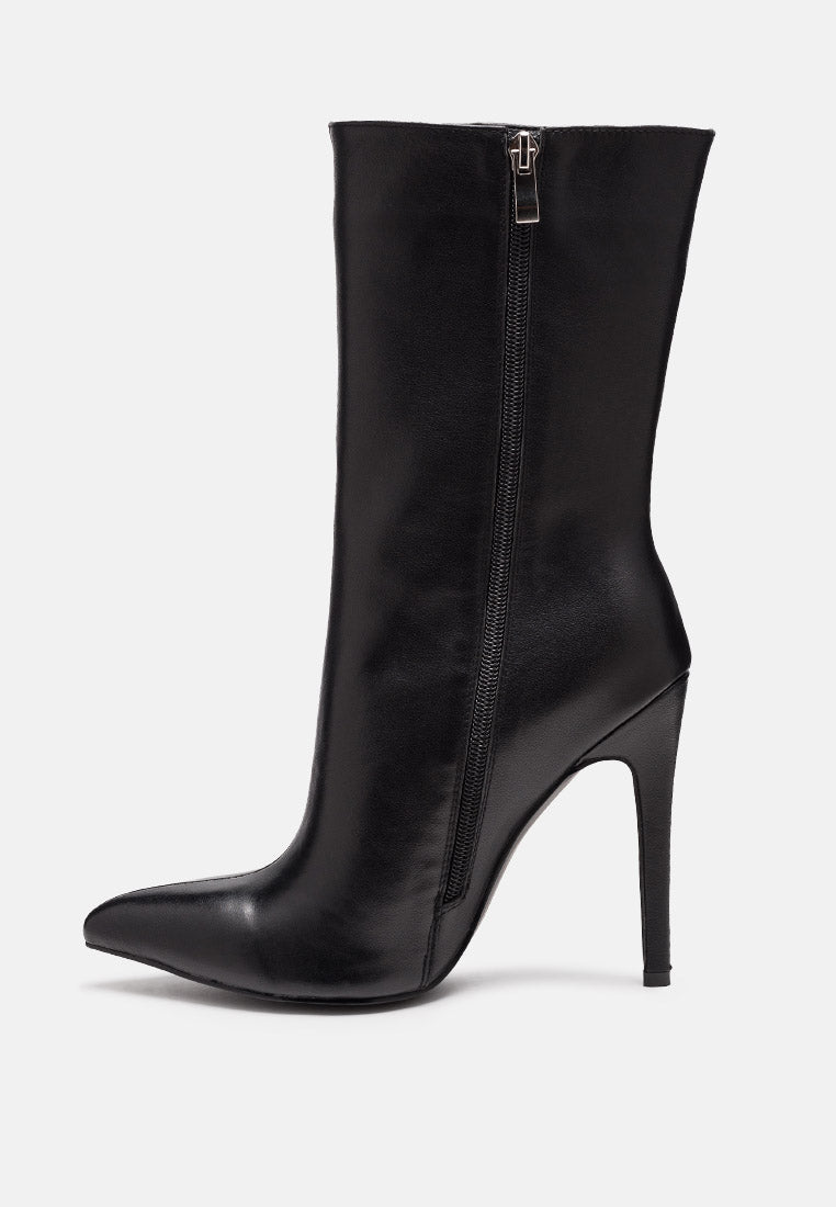  NAGINI Over Ankle Pointed Toe High Heeled Boot In Black
