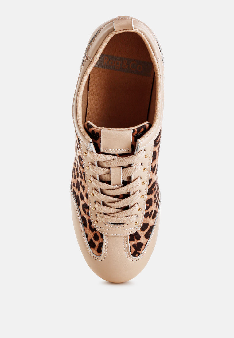  Narati Leopard Print Real Leather Sneakers