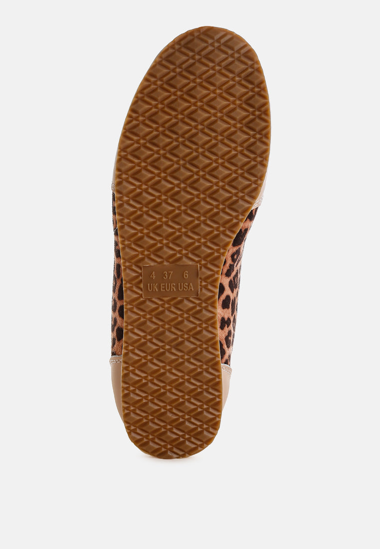  Narati Leopard Print Real Leather Sneakers
