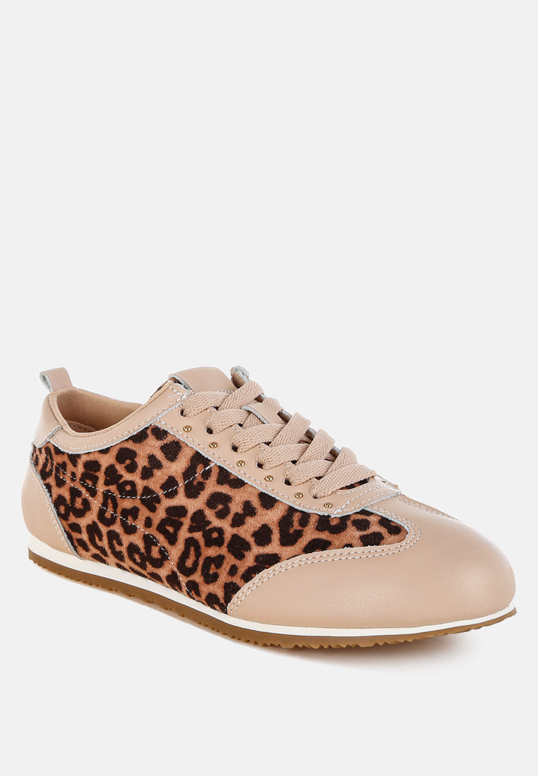  Narati Leopard Print Real Leather Sneakers