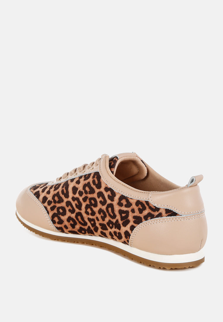  Narati Leopard Print Real Leather Sneakers