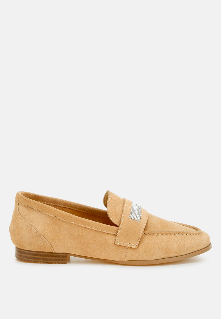  New Ode Rhinestone Penny Strap Loafers