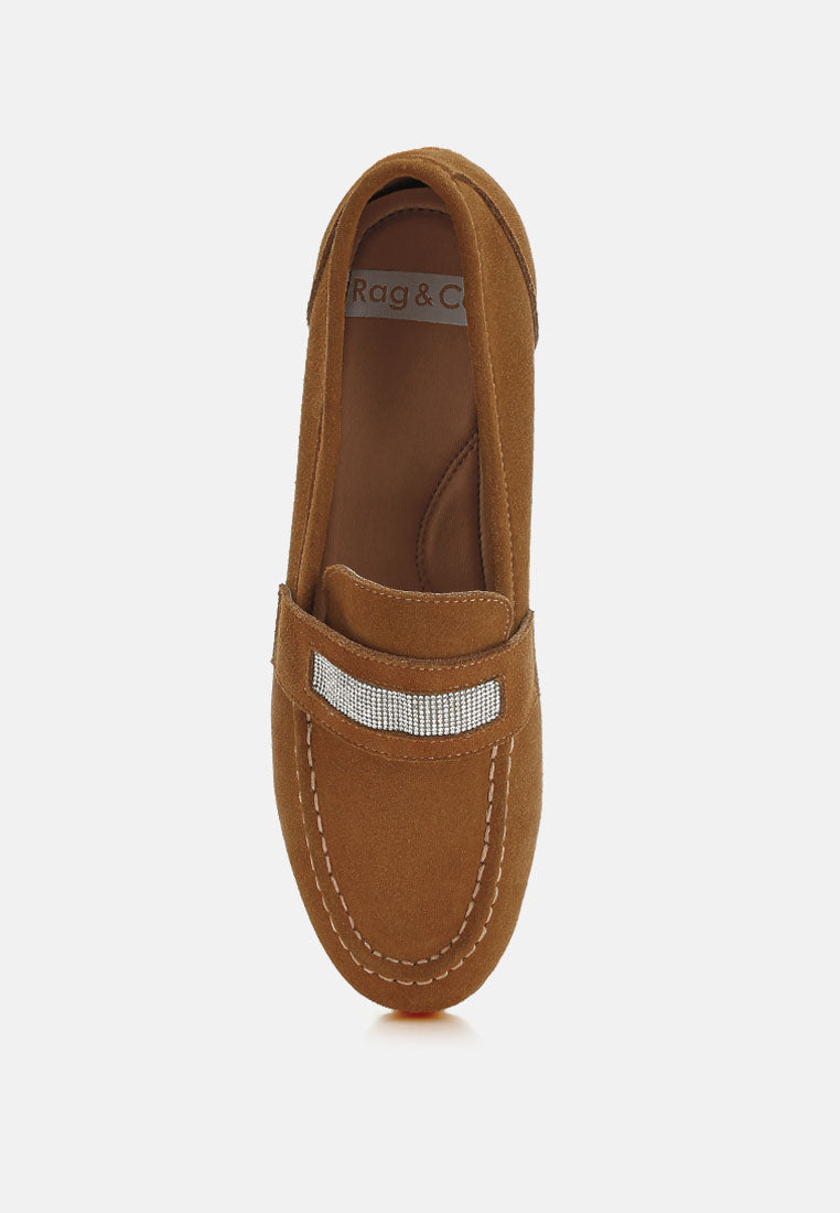  New Ode Rhinestone Penny Strap Loafers