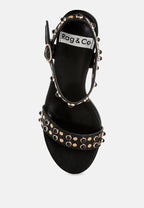  Nidara Studded Real Leather Kitten Heel Sandals