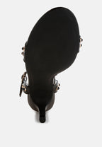  Nidara Studded Real Leather Kitten Heel Sandals
