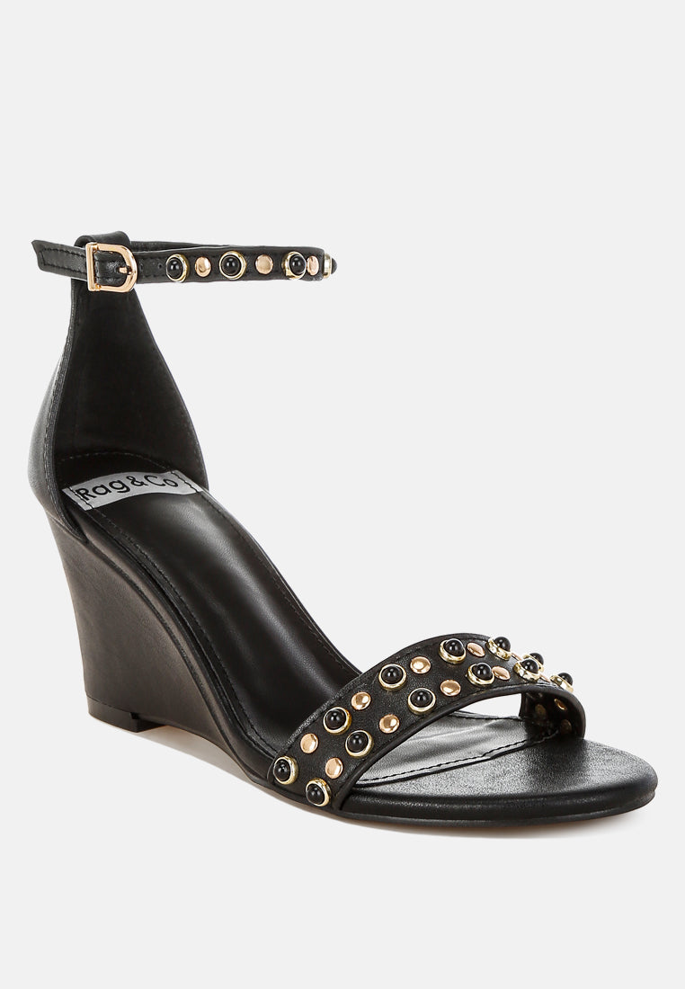 Nidara Studs Embellished Genuine Leather Sandals