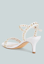  Nidara Studded Real Leather Kitten Heel Sandals
