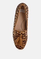  Niloha Studs & Tassels Detail Leopard Loafers