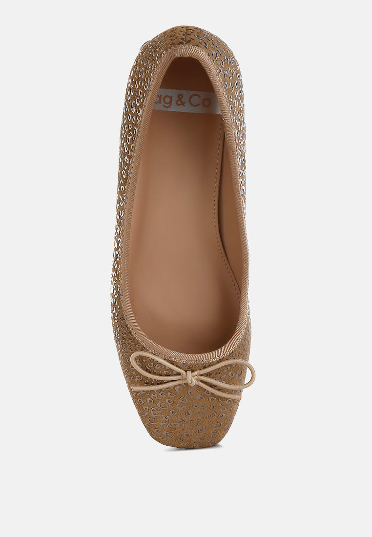  Ningen Leopard Print Block Heel Ballerinas