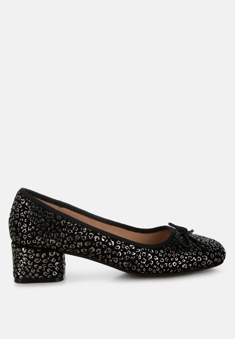  Ningen Leopard Print Block Heel Ballerinas