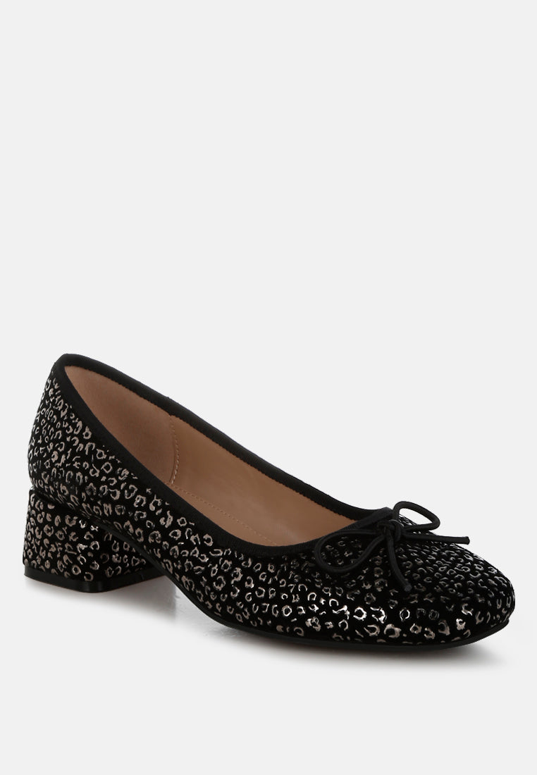  Ningen Leopard Print Block Heel Ballerinas