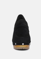  OSAGE Black Clogs Loafers In Fine Suede