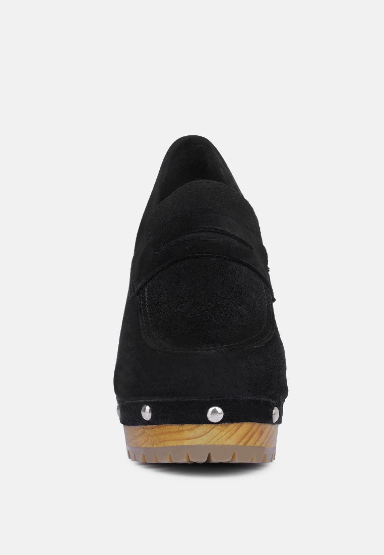  OSAGE Black Clogs Loafers In Fine Suede