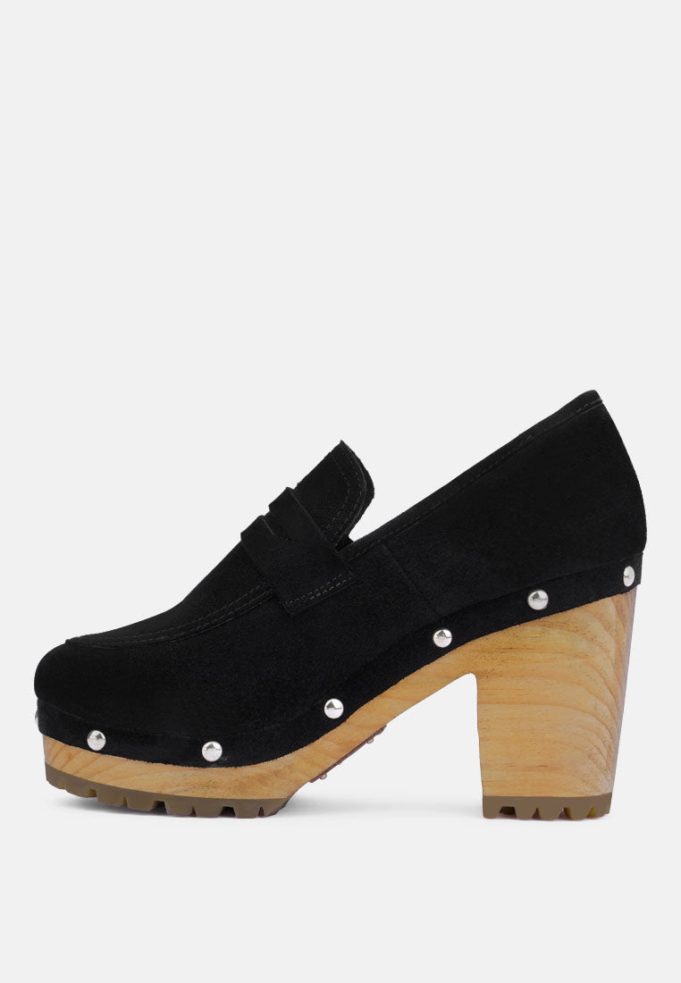  OSAGE Black Clogs Loafers In Fine Suede