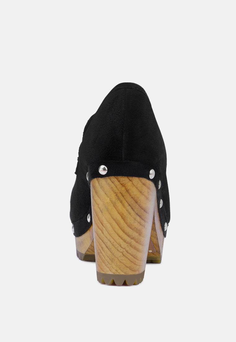  OSAGE Black Clogs Loafers In Fine Suede