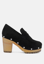  OSAGE Black Clogs Loafers In Fine Suede