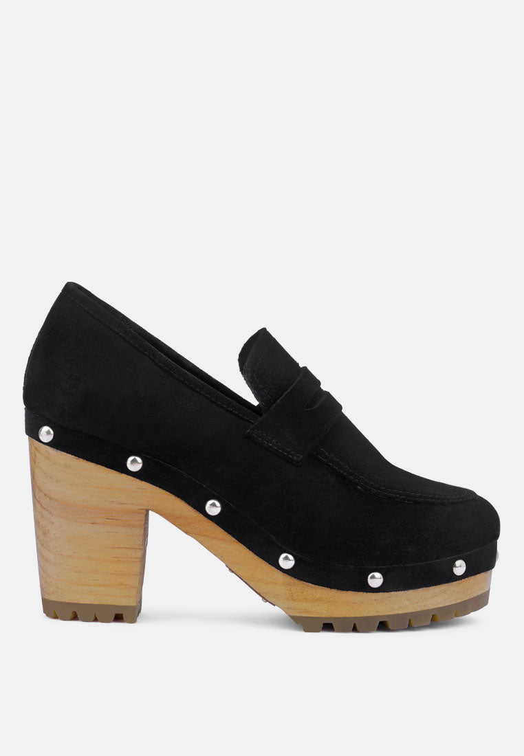 OSAGE Black Clogs Loafers In Fine Suede