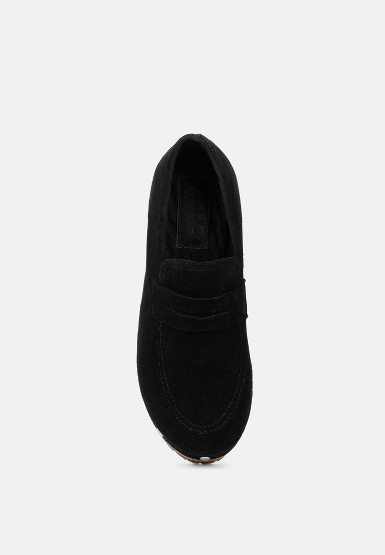  OSAGE Black Clogs Loafers In Fine Suede